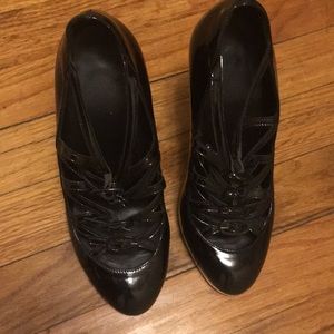 Chanel black patent leather shoes